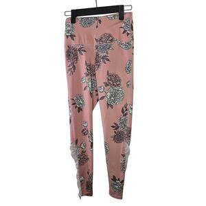 Kay Unger Pretty Peony Peach Floral Crop Leggings Size Small